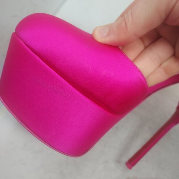 CHRISTIAN LOUBOUTIN Pink Maria Frou Alta Satin Platform Pump Shoe - Picture 11 of 14